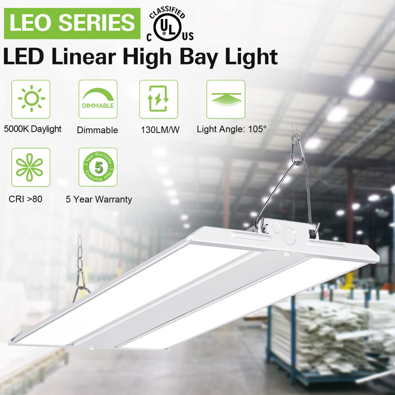 ✨Leo Series LED Linear High Bay Light, 120-277V, 5000K, UL Listed