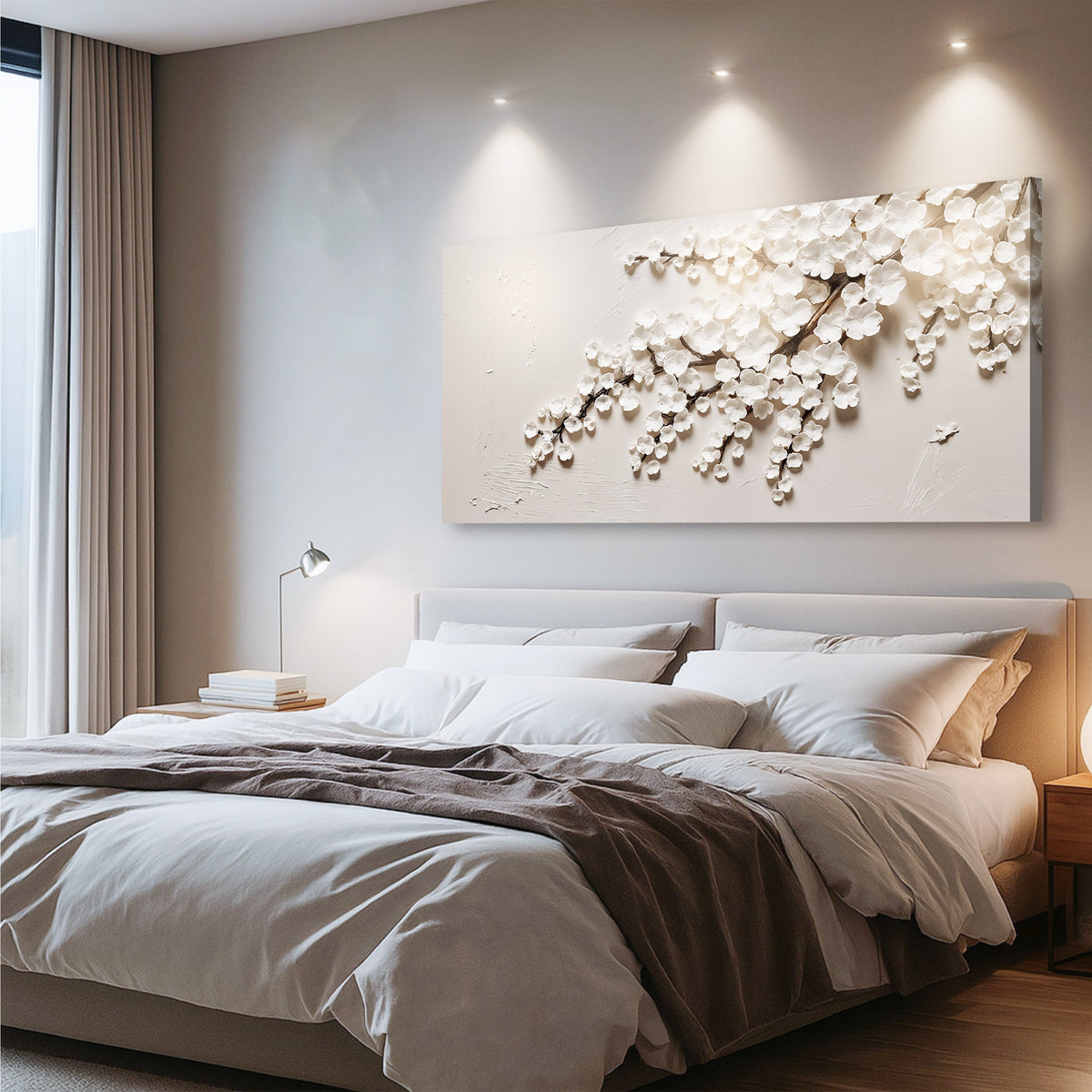 White Cherry Blossom Wall Art, photo 2 of 10