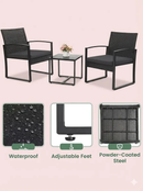 3-Piece Outdoor Patio Furniture Set – Wicker Chairs + Bar Table with Cushions by 2Dropme