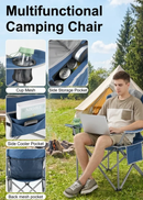 500 lbs Heavy Duty Folding Camping Chair w/ Cup Holder & Cooler Bag | Portable Outdoor Beach Seat by 2Dropme