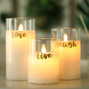 Glass Wax Battery LED Candles ( Set of 3 ) by JHY DESIGN