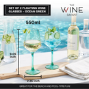 Floating Wine Glasses for Pool - Set of 2-15 OZ (Green)