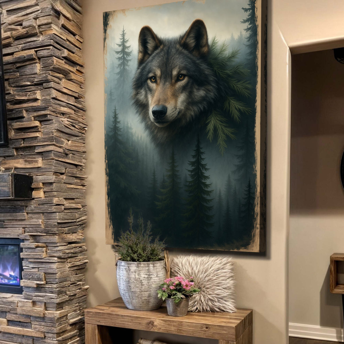 Wolf Double Exposure Wall Art V, photo 2 of 10