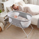 2 in 1 Baby Bassinet with Rocking Motion Foldable Bedside Sleeper with Breathable Mesh