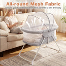 2 in 1 Baby Bassinet with Rocking Motion Foldable Bedside Sleeper with Breathable Mesh