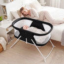 2 in 1 Baby Bassinet with Rocking Motion Foldable Bedside Sleeper with Breathable Mesh