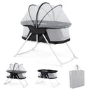 2 in 1 Baby Bassinet with Rocking Motion Foldable Bedside Sleeper with Breathable Mesh