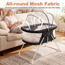 2 in 1 Baby Bassinet with Rocking Motion Foldable Bedside Sleeper with Breathable Mesh