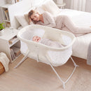 2 in 1 Baby Bassinet with Rocking Motion Foldable Bedside Sleeper with Breathable Mesh