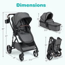 2 in 1 Baby Stroller with Bassinet Mode High Landscape with Reversible Seat and Canopy by LJGDeals
