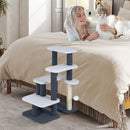 2-in-1 Cat Stairs Cat Tree Tower with Scratching Posts and Hanging Toy Ball-Gray