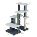 2-in-1 Cat Stairs Cat Tree Tower with Scratching Posts and Hanging Toy Ball-Gray