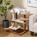 2-in-1 Cat Tree Tower Pet Steps with Sisal Scratching Posts and 4 Large Platforms-Brown by DirectDeals