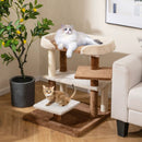 2-in-1 Cat Tree Tower Pet Steps with Sisal Scratching Posts and 4 Large Platforms-Brown by LJGDeals