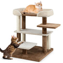 2-in-1 Cat Tree Tower Pet Steps with Sisal Scratching Posts and 4 Large Platforms-Brown by LJGDeals