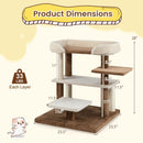 2-in-1 Cat Tree Tower Pet Steps with Sisal Scratching Posts and 4 Large Platforms-Brown by DirectDeals