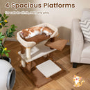 2-in-1 Cat Tree Tower Pet Steps with Sisal Scratching Posts and 4 Large Platforms-Brown by DirectDeals