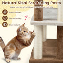 2-in-1 Cat Tree Tower Pet Steps with Sisal Scratching Posts and 4 Large Platforms-Brown by DirectDeals