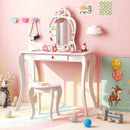 2 in 1 Children Pretend Makeup Vanity Set with Removable Mirror and Storage Drawer-White by LJGDeals