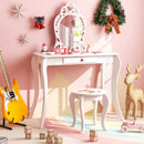 2 in 1 Children Pretend Makeup Vanity Set with Removable Mirror and Storage Drawer-White by LJGDeals