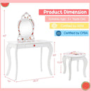 2 in 1 Children Pretend Makeup Vanity Set with Removable Mirror and Storage Drawer-White by LJGDeals
