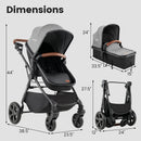 2-in-1 Convertible Baby Stroller with Car Seat Adapters by LJGDeals