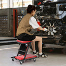2-in-1 Folding Low Profile Mechanic Creeper with Padded Seat and 6 Wheels-Red by LJGDeals