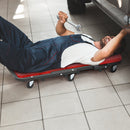 2-in-1 Folding Low Profile Mechanic Creeper with Padded Seat and 6 Wheels-Red