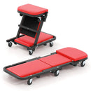 2-in-1 Folding Low Profile Mechanic Creeper with Padded Seat and 6 Wheels-Red by LJGDeals