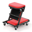 2-in-1 Folding Low Profile Mechanic Creeper with Padded Seat and 6 Wheels-Red by LJGDeals