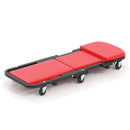 2-in-1 Folding Low Profile Mechanic Creeper with Padded Seat and 6 Wheels-Red by LJGDeals