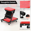 2-in-1 Folding Low Profile Mechanic Creeper with Padded Seat and 6 Wheels-Red by LJGDeals