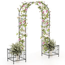 2 in 1 Garden Arbor with 2 Side Planters and 8 Ground Stakes-Black by LJGDeals