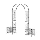 2 in 1 Garden Arbor with 2 Side Planters and 8 Ground Stakes-Black by LJGDeals