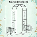 2 in 1 Garden Arbor with 2 Side Planters and 8 Ground Stakes-Black by LJGDeals
