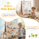 2-in-1 Kids Art Easel with Magnetic Whiteboard & Marble Run