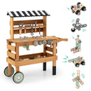 2-in-1 Kids Rolling Cart with Play Tools Set for Construction Play-Brown by LJGDeals