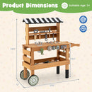 2-in-1 Kids Rolling Cart with Play Tools Set for Construction Play-Brown