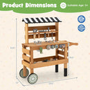 2-in-1 Kids Rolling Cart with Play Tools Set for Construction Play-Brown by LJGDeals