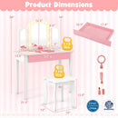 2-in-1 Kids Vanity Table Set with Tri-Folding Detachable Mirror and Lights by LJGDeals