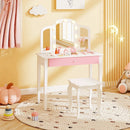 2-in-1 Kids Vanity Table Set with Tri-Folding Detachable Mirror and Lights by LJGDeals