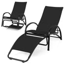 2-in-1 Outdoor Rocking Chair with 4-Position Adjustable Backrest for Patio Porch Poolside-Beige by DirectDeals