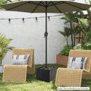 2-in-1 Outdoor Umbrella Base Planter Patio Umbrella Stand with Flower Box-Black