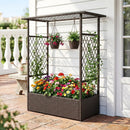 Raised Garden Bed with Hanging Roof and Trellises by DirectDeals