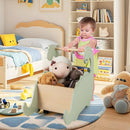 2 in 1 Wooden Baby Push Walker with Pine Wood Handle-Green by LJGDeals