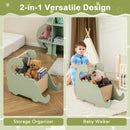 2 in 1 Wooden Baby Push Walker with Pine Wood Handle-Green by LJGDeals