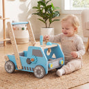 2-in-1 Wooden Baby Walker with Adjustable Speed and Storage