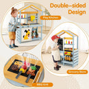 2 in 1 Wooden Mud Kitchen with Removable Water Box and Storage Bag-Gray by LJGDeals