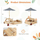 2-in-1 Wooden Sandbox with Foldable Umbrella and Convertible Picnic Table by LJGDeals