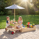 2-in-1 Wooden Sandbox with Foldable Umbrella and Convertible Picnic Table by LJGDeals